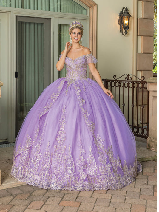 DQ25-1615 CLASSIC ELEGANCE BALL GOWN WITH OFF-SHOULDER SLEEVES