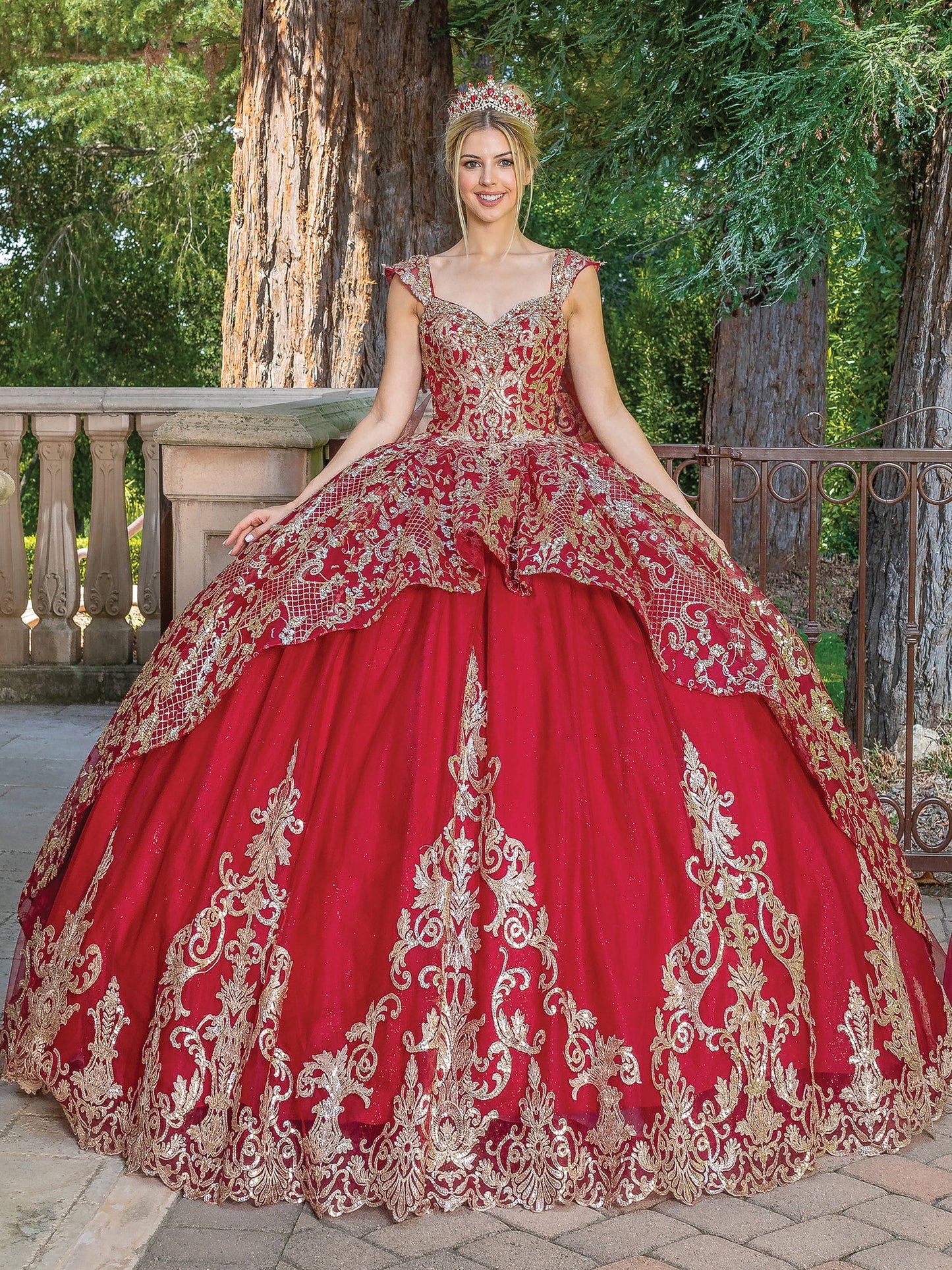 DQ25-1670 SLEEVELESS BALL GOWN WITH INTRICATE EMBROIDERY AND BEADING