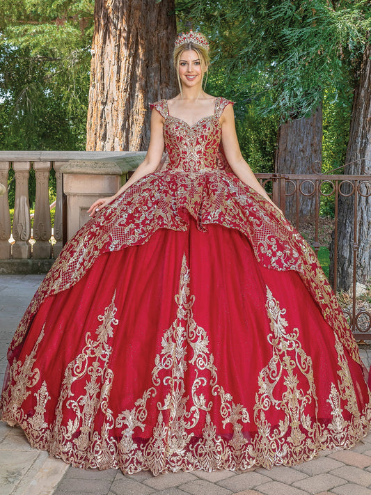 DQ25-1670 SLEEVELESS BALL GOWN WITH INTRICATE EMBROIDERY AND BEADING