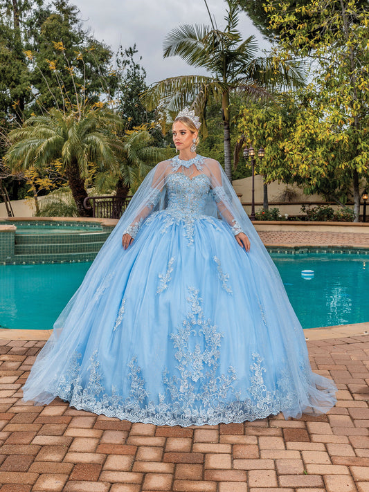 DQ25-1691 EMBROIDERED ILLUSION NECKLINE BALLGOWN