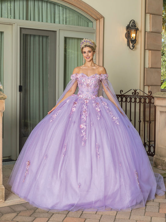 DQ25-1714 GLITTERING TULLE PRINCESS GOWN WITH OFF-THE-SHOULDER NECKLINE