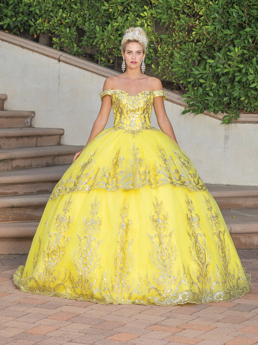 DQ25-1726 OFF-THE-SHOULDER EMBROIDERED ELEGANCE GOWN