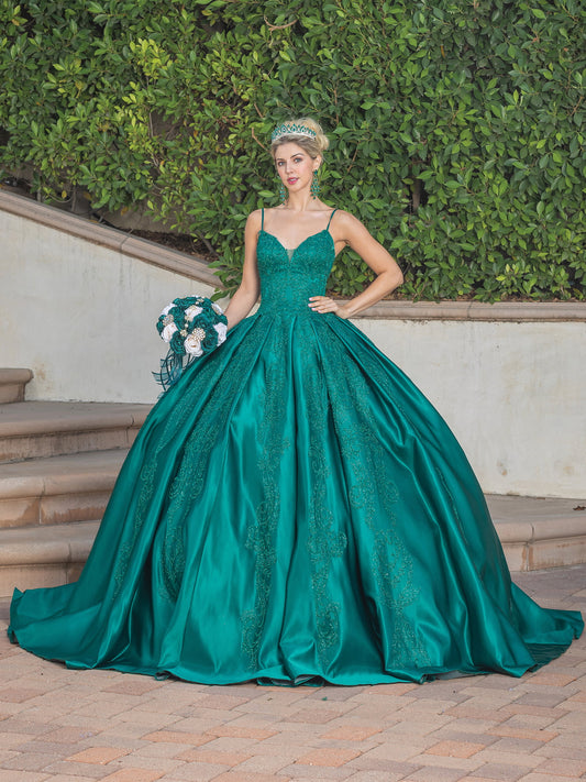 DQ25-1756 LACE-ADORNED CORSET-BACK BALLGOWN