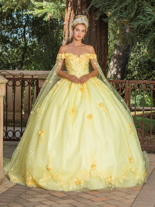 DQ25-1789  OFF-THE-SHOULDER BALL GOWN WITH EMBROIDERED ACCENTS