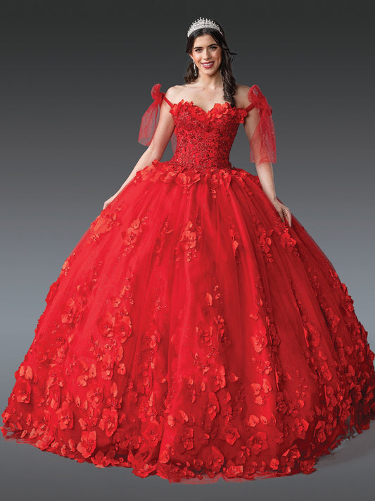 DQ25-1792 OFF-THE-SHOULDER BALL GOWN WITH CORSET BODICE