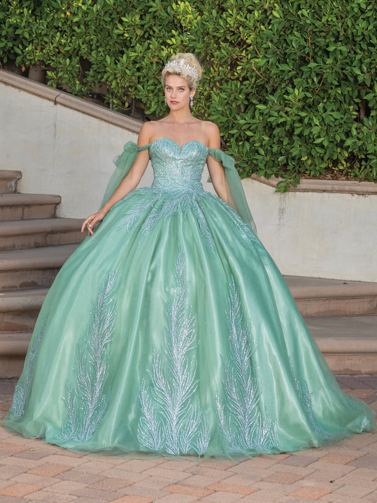 DQ25-1793 ELEGANT OFF-THE-SHOULDER GOWN WITH EMBROIDERED BODICE