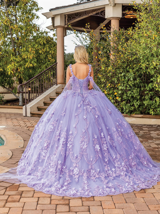 DQ25-1808 SWEETHEART NECKLINE BALL GOWN WITH SHEER SLEEVES