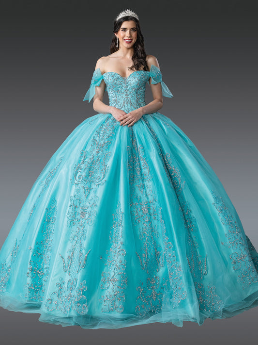 DQ25-1814 ELEGANT CORSETED BODICE GOWN WITH DELICATE LACE OVERLAY