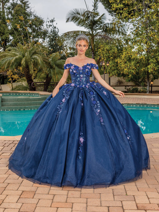 DQ25-1832 EMBROIDERED TULLE OFF-THE-SHOULDER BALL GOWN