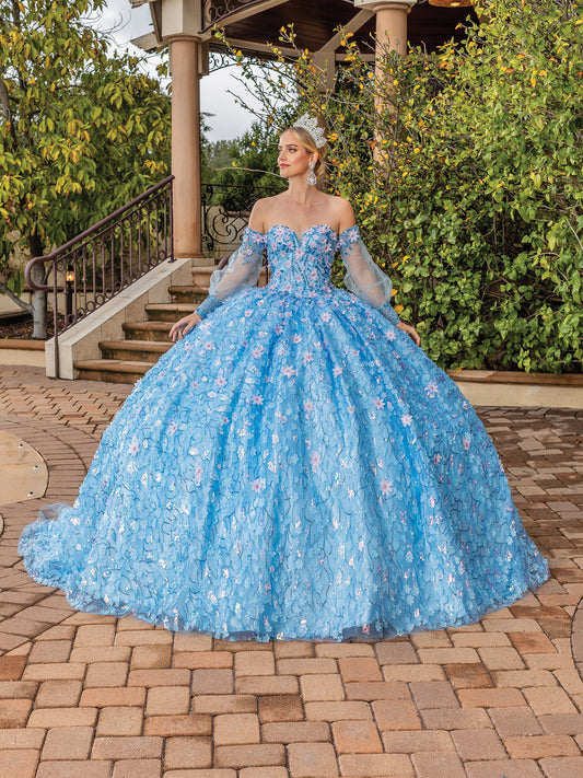 DQ25-1835 ENCHANTED BLOSSOM OFF-THE-SHOULDER GOWN WITH FLORAL EMBROIDERY