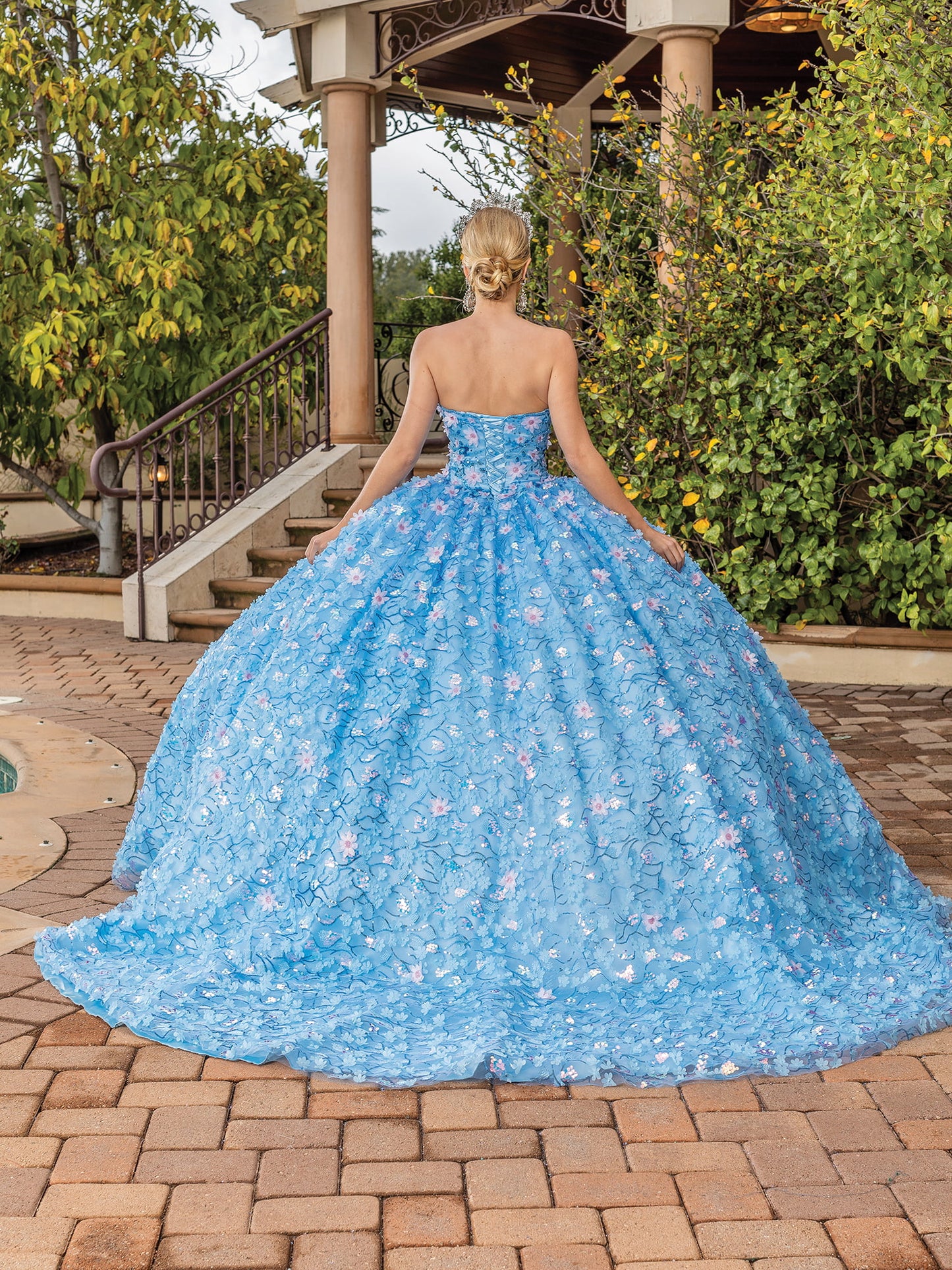 DQ25-1835 ENCHANTED BLOSSOM OFF-THE-SHOULDER GOWN WITH FLORAL EMBROIDERY