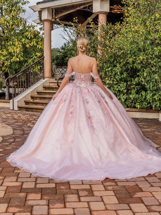 DQ25-1836 ELEGANT OFF-THE-SHOULDER GOWN WITH FLORAL EMBROIDERY