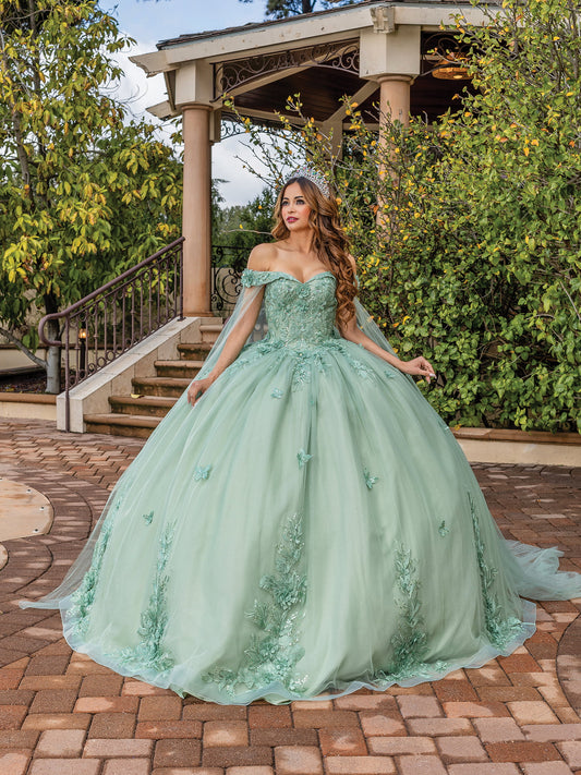 DQ25-1853 OFF-THE-SHOULDER BALL GOWN WITH FLORAL EMBROIDERY