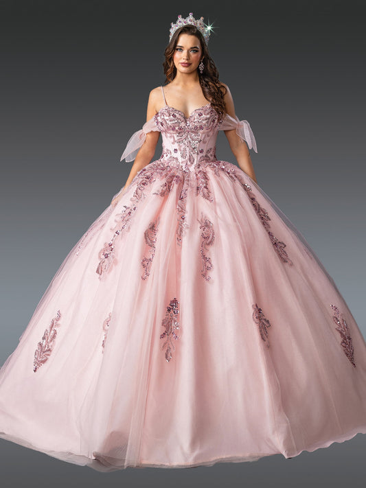 DQ25-1902 SPAGHETTI STRAP BALLGOWN WITH BEADED BODICE