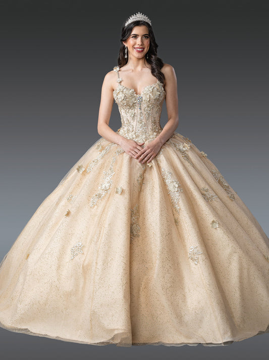 DQ25-1915 SWEETHEART BODICE QUINCEAÑERA GOWN WITH LUXURIOUS BEADED EMBELLISHMENTS