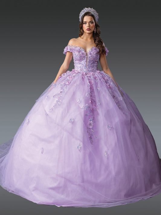 DQ25-1951 OFF-SHOULDER BALL GOWN QUINCEANERA DRESS WITH EMBELLISHED BODICE