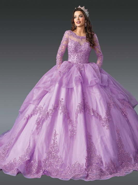 DQ25-1956  QUINCEAÑERA DRESS WITH LONG SLEEVES