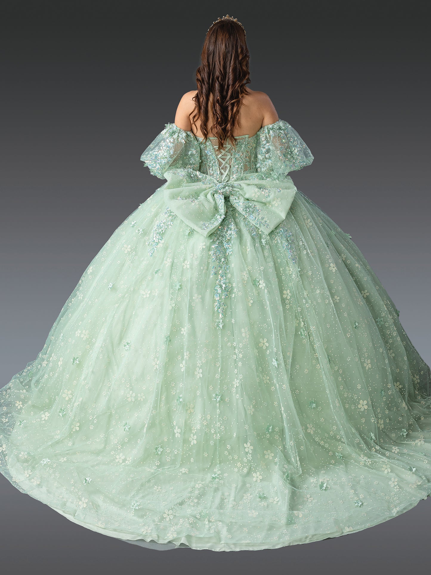 DQ25-1966 STRAPLESS QUINCEANERA GOWN WITH EMBELLISHED CORSET BODICE