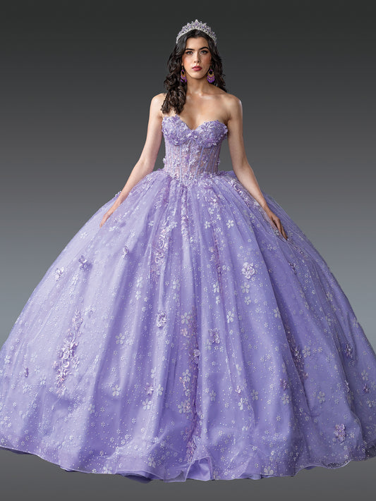 DQ25-1967 STRAPLESS QUINCEANERA DRESS WITH CORSET BODICE