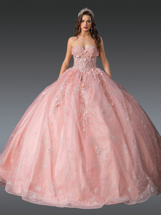 DQ25-1970 DRESS WITH FLORAL EMBROIDERY, SHEER CAPE