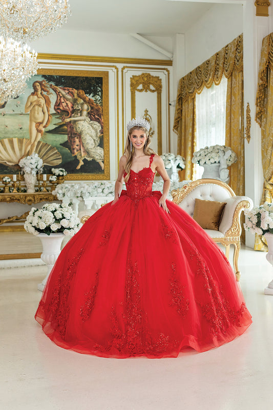 DQ25-1989 ENCHANTING BEADED LACE APPLIQUE QUINCEANERA BALL GOWN