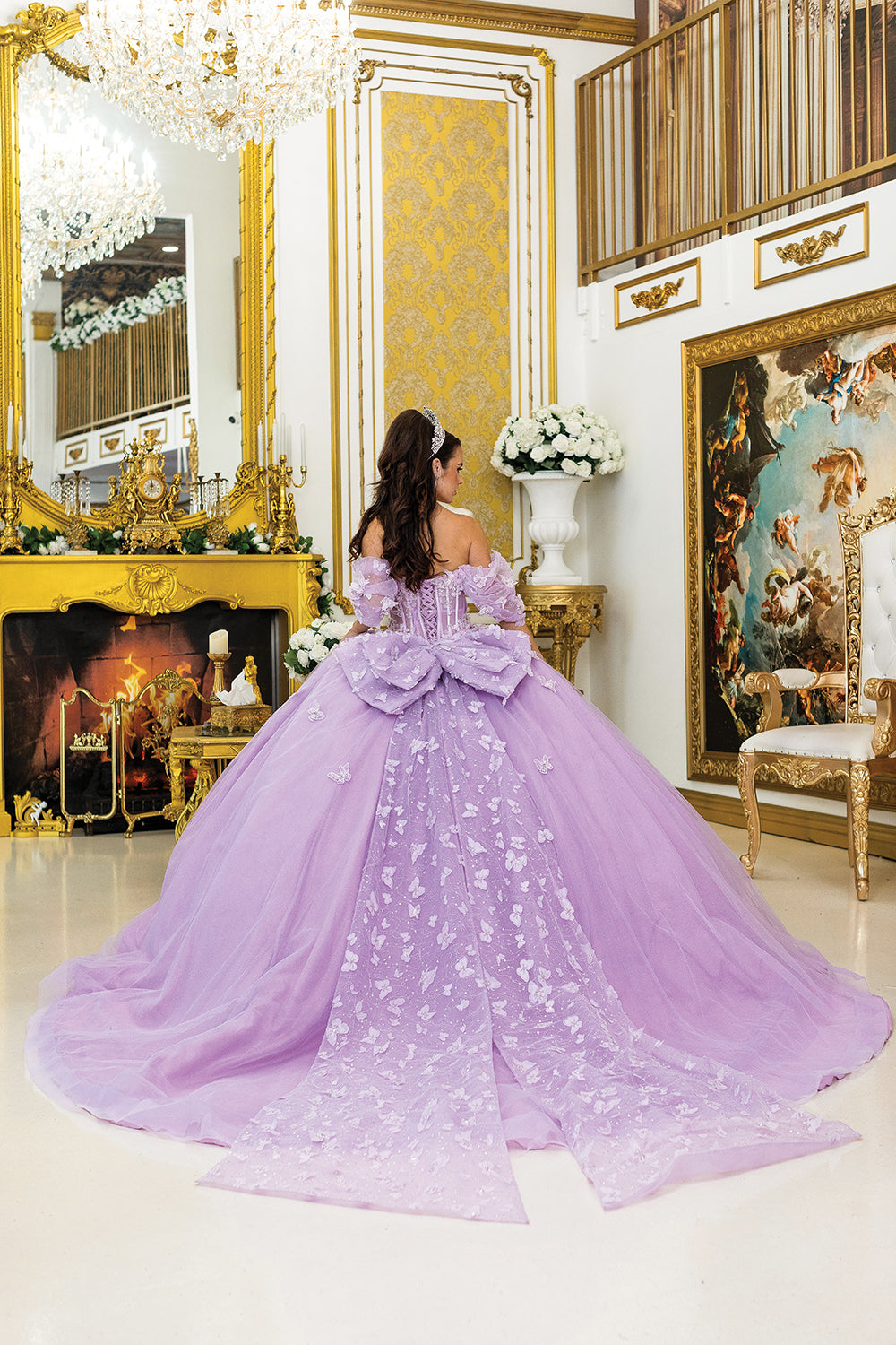 DQ25-5008 QUINCEANERA DRESS WITH OFF-THE-SHOULDER SLEEVES