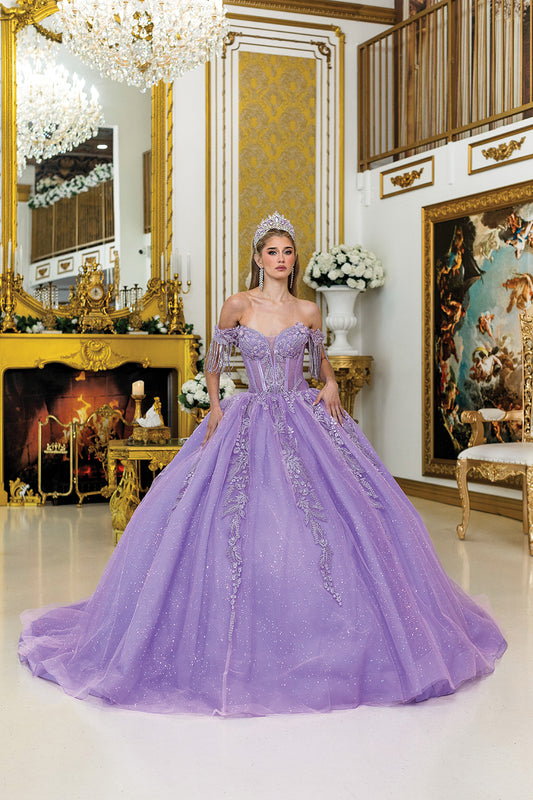 DQ25-5045 QUINCEANERA DRESS WITH EMBROIDERED BODICE