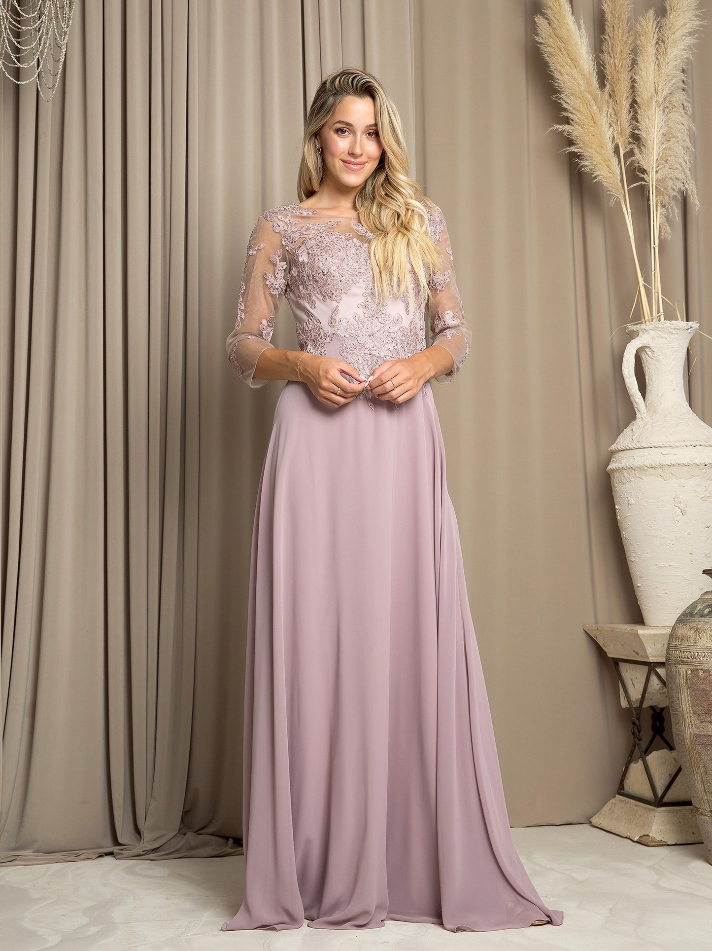 EA24-5164 Mama Long Gown With 3/4 Sleeve