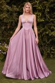 CD25-7447 A-LINE SOFT SATIN DRESS
