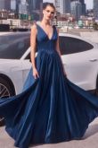CD25-7447 A-LINE SOFT SATIN DRESS