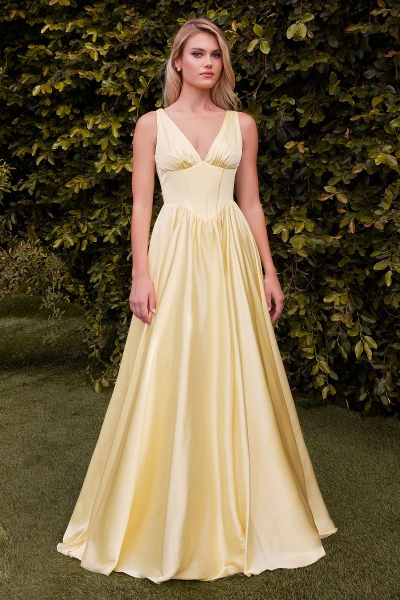 CD25-7447 A-LINE SOFT SATIN DRESS