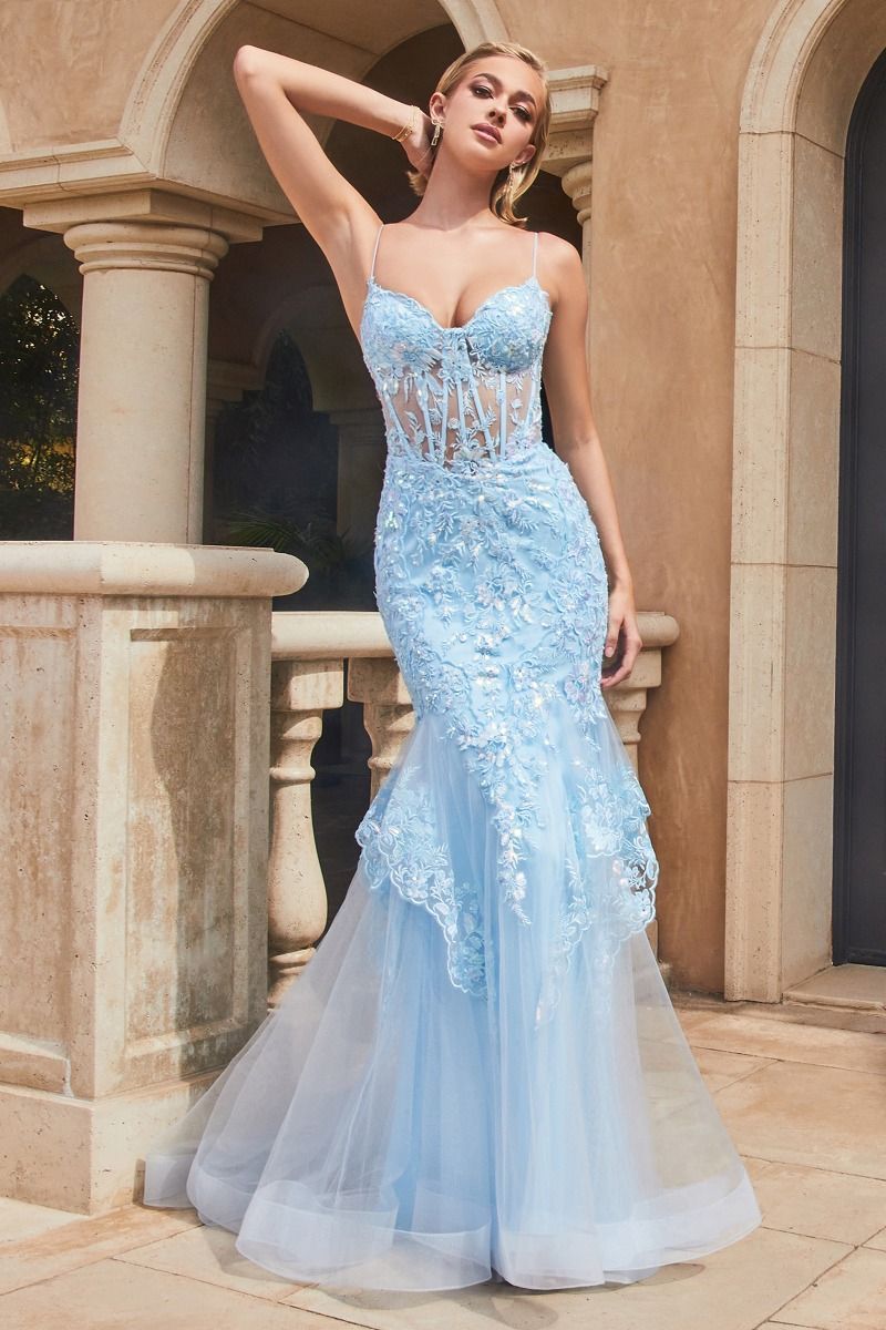 CD24-9316 LACE & TULLE MERMAID GOWN