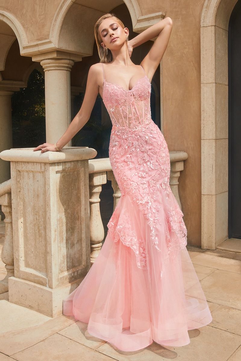 CD24-9316 LACE & TULLE MERMAID GOWN