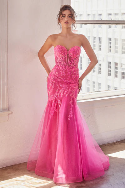 CD24-CB139 STRAPLESS EMBELLISHED MERMAID GOWN