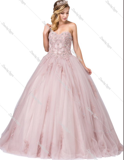 DAN1224 Strapless Sweetheart Lace-up Back Quince