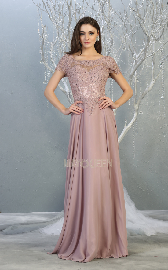 MQ24-MQ1763 LACE CHIFFON GOWN