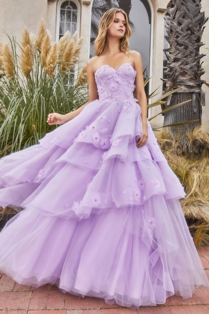 CD24-A1220 PEONY PETAL COUTURE LAYERED BALL GOWN