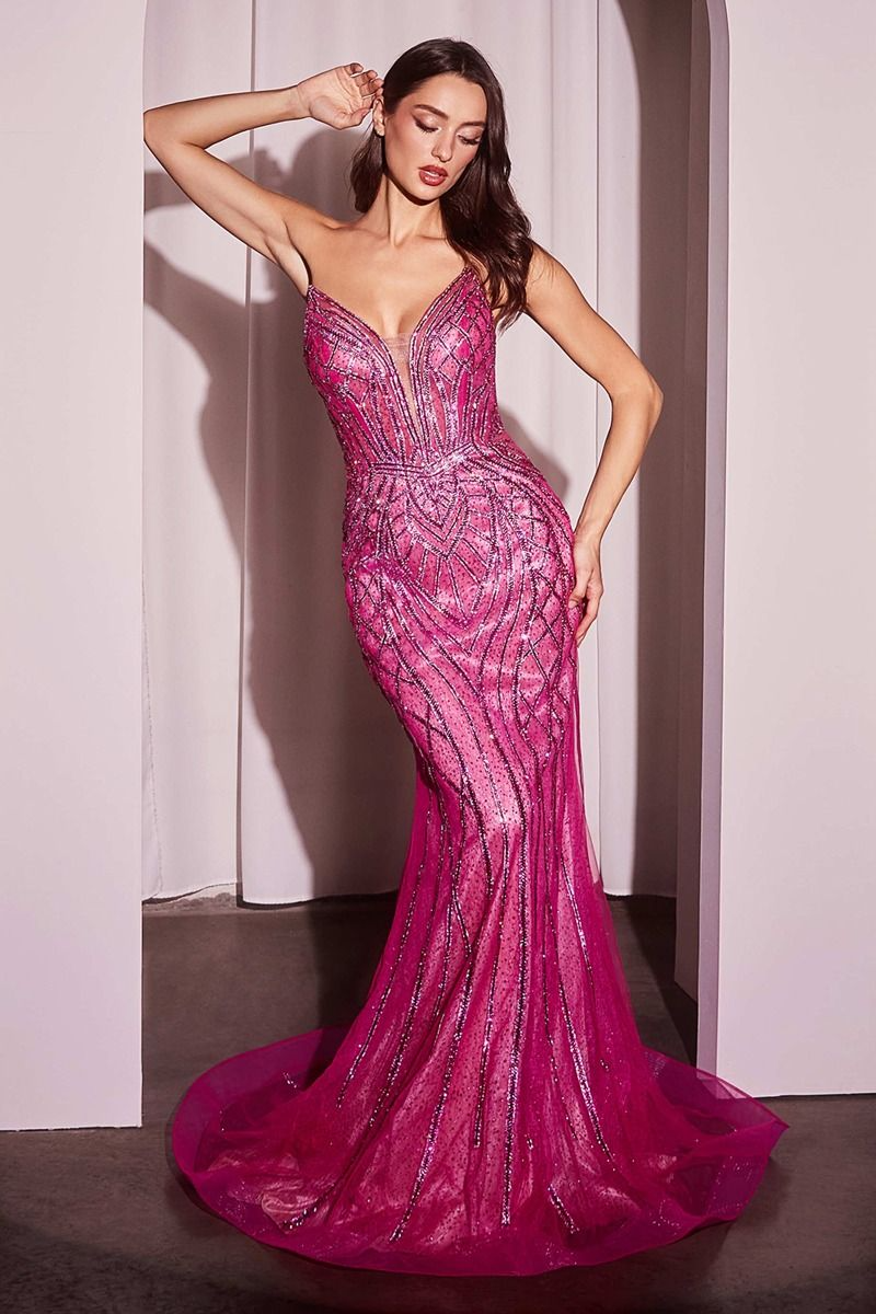 CD24-CC6018 STRAPLESS EMBELLISHED MERMAID GOWN