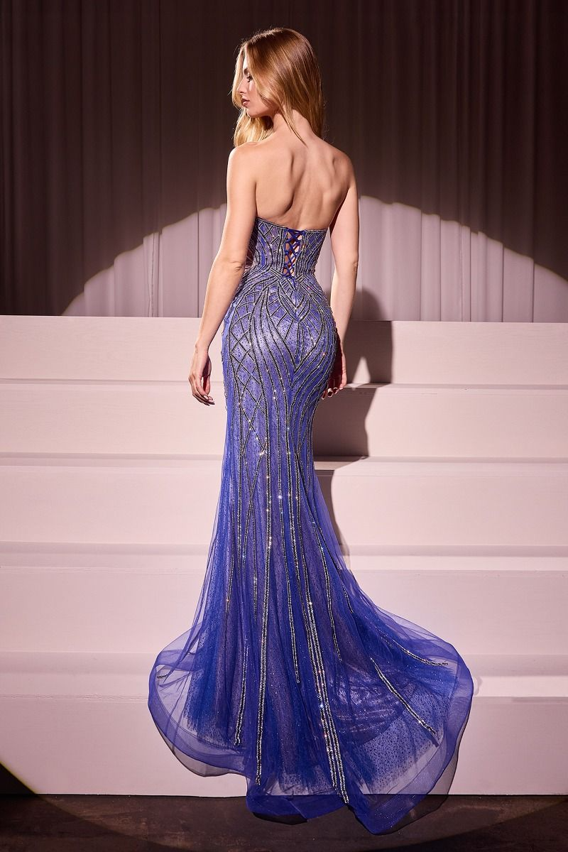 CD24-CC6018 STRAPLESS EMBELLISHED MERMAID GOWN