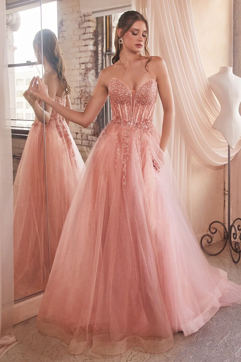 CD24-CD0230 STRAPLESS LAYERED TULLE BALL GOWN