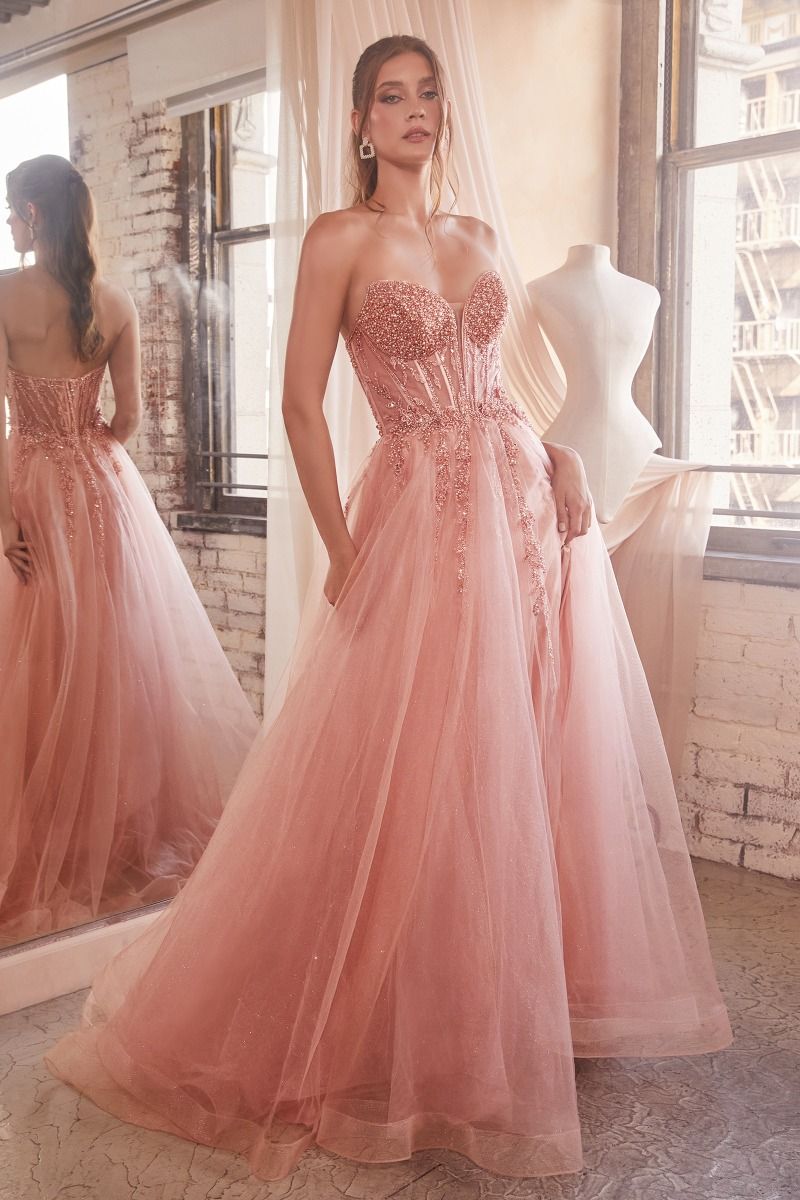 CD24-CD0230 STRAPLESS LAYERED TULLE BALL GOWN