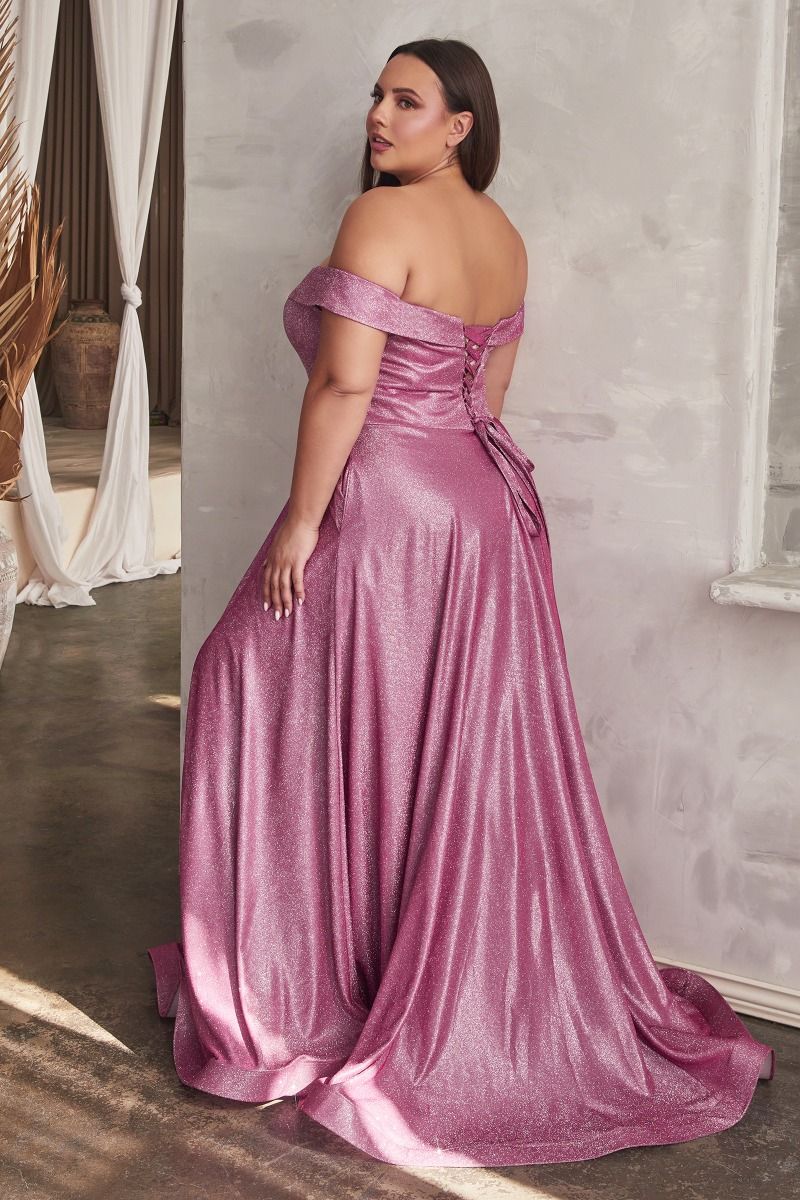 CIND-CD210C METALLIC OFF THE SHOULDER BALL GOWN