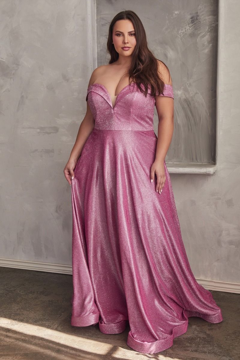 CIND-CD210C METALLIC OFF THE SHOULDER BALL GOWN