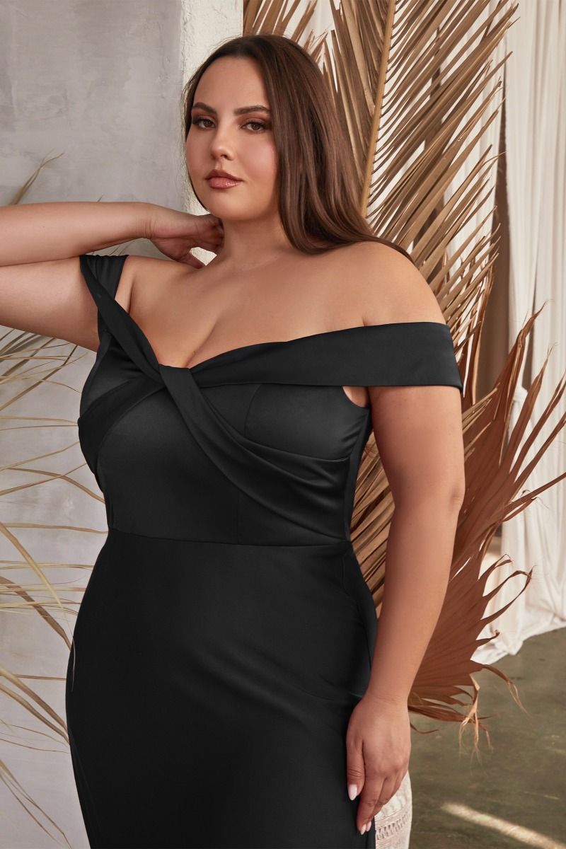 CD24-CD325C SATIN OFF THE SHOULDER GOWN