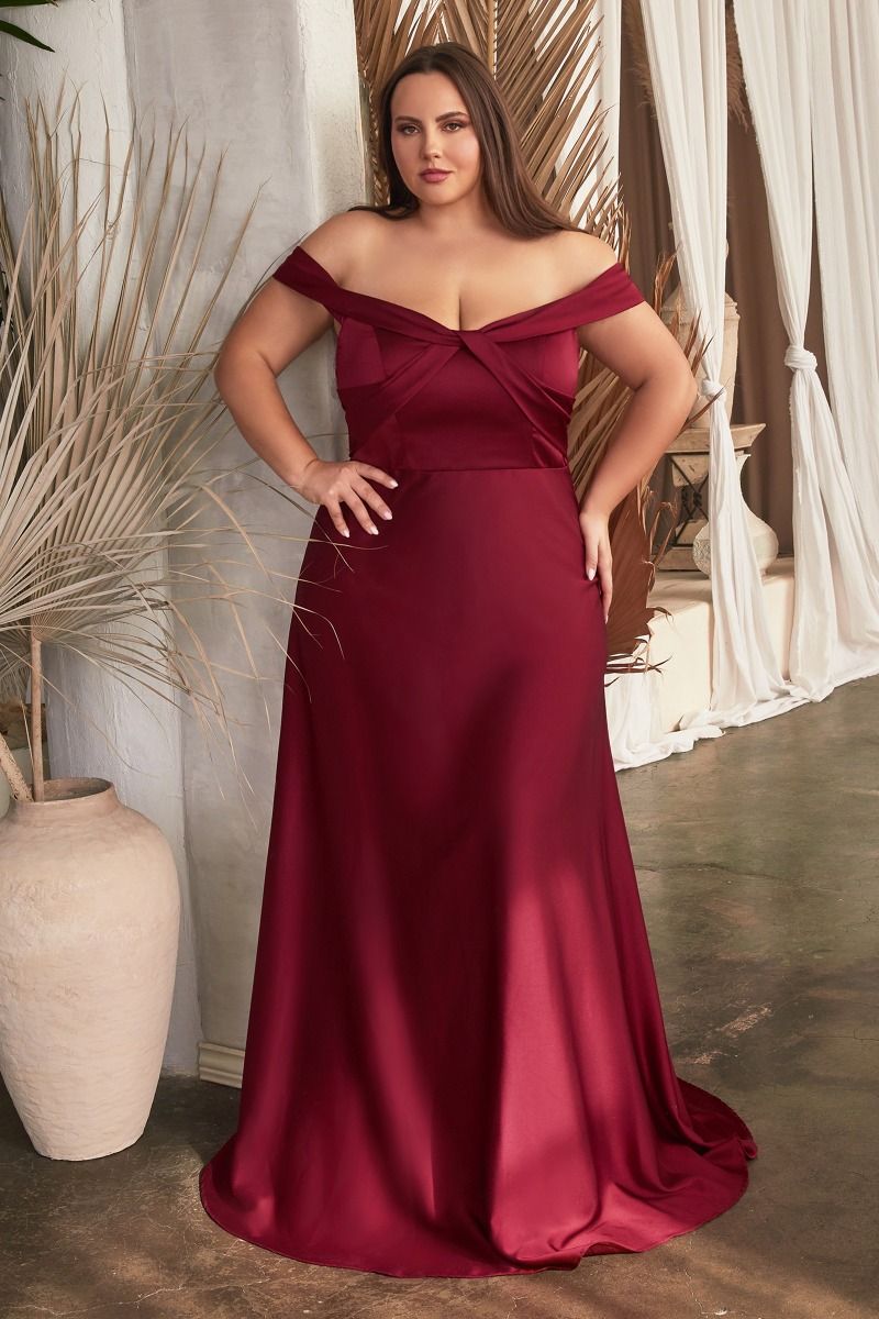 CD24-CD325C SATIN OFF THE SHOULDER GOWN