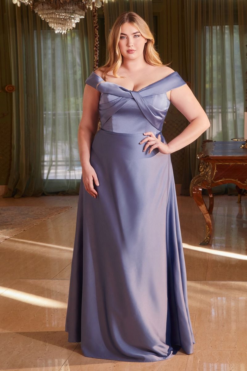 CD24-CD325C SATIN OFF THE SHOULDER GOWN