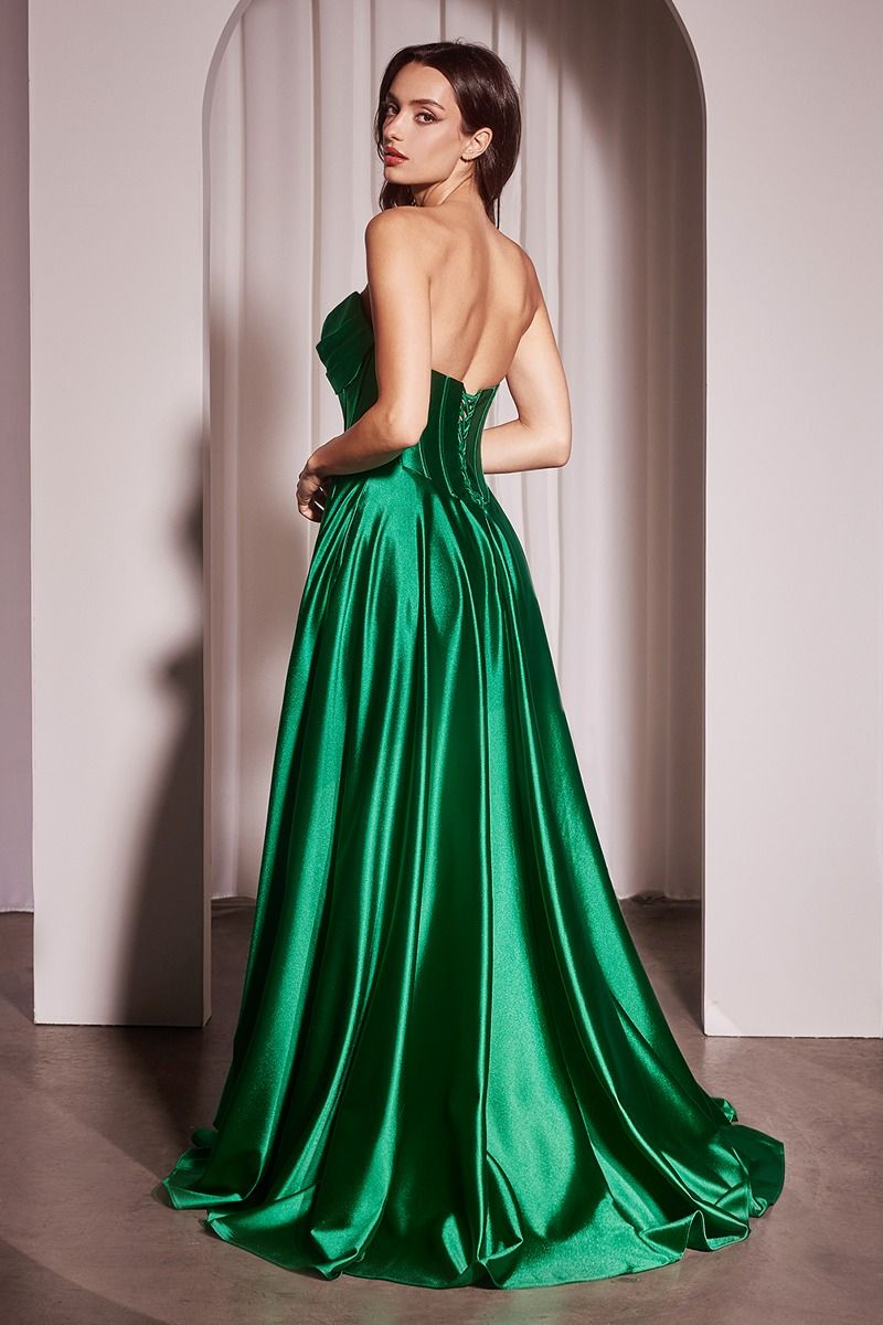 CD25-CD378 STRAPLESS SATIN A-LINE DRESS